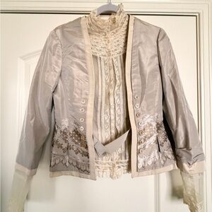 Alexander McQueen Cream Lace Embellished Blazer